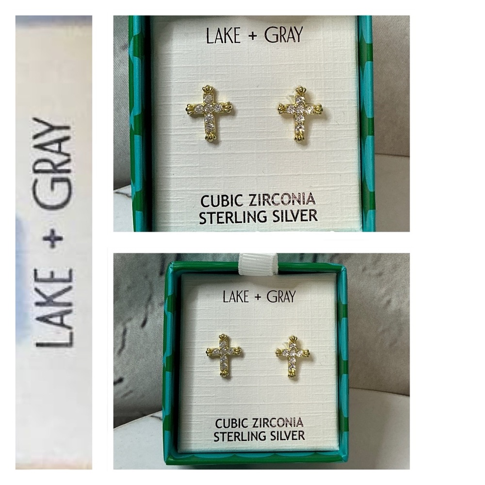🐘🐘💓 14K Gold Plated CZ Cross Earrings